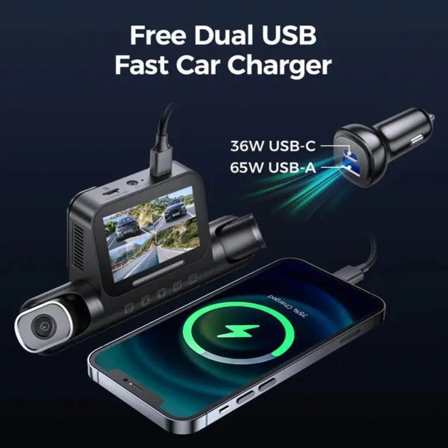 كاميرا سيارة AZDOME M660 بزاوية 360°، 4 كاميرا، تصوير أمامي وخلفي وجانبي