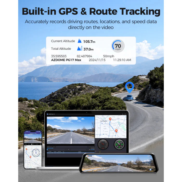 Azdome 4K+2.5K DashCam Mirror PG17 MAX – مرآة داش كام ذكية