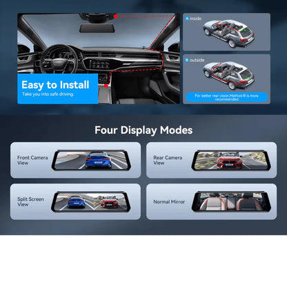 Azdome 4K+2.5K DashCam Mirror PG17 MAX – مرآة داش كام ذكية