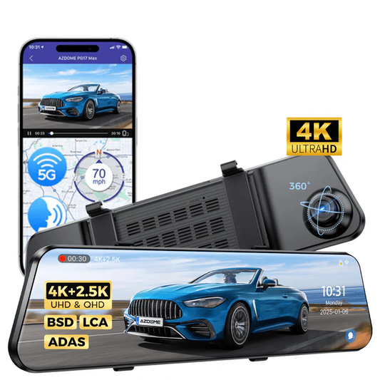 Azdome 4K+2.5K DashCam Mirror PG17 MAX – مرآة داش كام ذكية